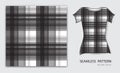 Black plaid tartan seamless pattern vector illustration, t shirt design, fabric texture, patterned clothing Royalty Free Stock Photo