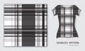 Black plaid tartan seamless pattern vector illustration, t shirt design, fabric texture, patterned clothing Royalty Free Stock Photo