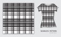 Black plaid tartan seamless pattern vector illustration, t shirt design, fabric texture, patterned clothing Royalty Free Stock Photo