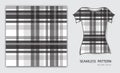 Black plaid tartan seamless pattern vector illustration, t shirt design, fabric texture, patterned clothing Royalty Free Stock Photo