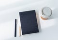 Black plain diary or blank journal for writing memo, note and message Royalty Free Stock Photo