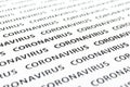 Black plain text on white paper about coronavirus outbreak. Coronavirus Royalty Free Stock Photo