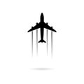 Black Plane and airplane icon or logo
