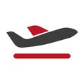 Black plane with red wing minimalistic flat illustration