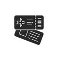 black plane ticket icon or boarding pass Royalty Free Stock Photo