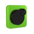 Black Planet icon isolated on transparent background. Green square button.