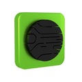 Black Planet icon isolated on transparent background. Green square button.