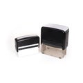 Black plastic automatic stamps for documents isolated on white background Royalty Free Stock Photo