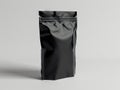 Black plastic bag mockup. A black pouch bag mockup on a white background Royalty Free Stock Photo