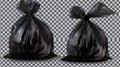 A black plastic bag for trash, garbage, and rubbish. Modern realistic mockup of a polyethylene trash bag in a roll and Royalty Free Stock Photo