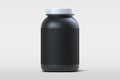 Black plastic bottle with blank label on white background, 3d rendering. Royalty Free Stock Photo