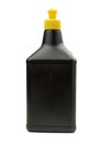 Black plastic bottle with detergent for washing dishes Royalty Free Stock Photo