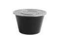Black Plastic Bucket Shape Bowl Clear Cap isolated on white background with clipping paths