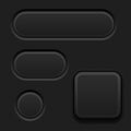 Black plastic buttons. 3d oval, round and square signs Royalty Free Stock Photo