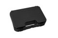 Black plastic case with foam inside. A box for storing and transporting a pistol. Weapon case isolate on white back Royalty Free Stock Photo