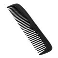A simple black plastic comb with fine and wide teeth on a plain white background in a studio setting Royalty Free Stock Photo