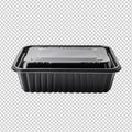 Black plastic disposable container isolated on transparent background Royalty Free Stock Photo