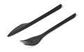Black plastic disposable fork and knife Royalty Free Stock Photo