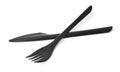 Black plastic disposable knife and fork Royalty Free Stock Photo