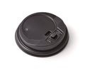 Black plastic disposable takeaway coffee cap Royalty Free Stock Photo