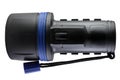 Black Plastic Flashlight with clipping path. Royalty Free Stock Photo