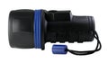 Black Plastic Flashlight with clipping path. Royalty Free Stock Photo