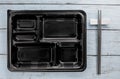 Black plastic food container Royalty Free Stock Photo