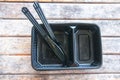 Black plastic food container Royalty Free Stock Photo