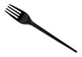 Black plastic fork isolated on white background, top view Royalty Free Stock Photo