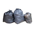 Black plastic garbage isolated white