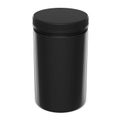 Black plastic jar for sport nutrition whey protein powder isolated on white Royalty Free Stock Photo