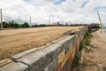 Black plastic mesh Retaining walls, concrete cubes Royalty Free Stock Photo