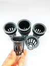 black plastic net pots for hydroponic Royalty Free Stock Photo