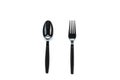 Black plastic spoon and fork isolated on white background Royalty Free Stock Photo