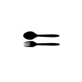 black plastic spoon and fork isolated on white background with clipping path Royalty Free Stock Photo