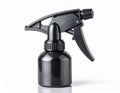 Black Plastic Spray Bottle with Trigger on White Background Still Life Royalty Free Stock Photo