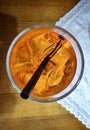 Black plastic straw in a clearglass with Aperol Spritz