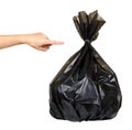 Black plastic trash bag, tied junk pack, garbage package Royalty Free Stock Photo