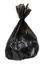 Black plastic trash bag, tied junk pack, garbage package Royalty Free Stock Photo