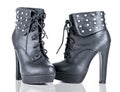 Black Platform Booties Studded Heel