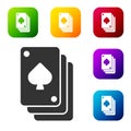 Black Playing cards icon isolated on white background. Casino gambling. Set icons in color square buttons. Vector Royalty Free Stock Photo