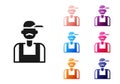 Black Plumber icon isolated on white background. Set icons colorful. Vector