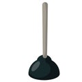 Black Plunger. Plumber tool. Cartoon flat illustration. Drain cleaner