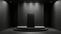 black podium on a spotlit stage Royalty Free Stock Photo