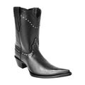 Black pointy cowboy boot with rivets