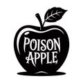 Black poison apple with leaf and text fruit danger Royalty Free Stock Photo