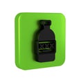 Black Poisoned alcohol icon isolated on transparent background. Green square button.