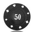 Black poker chip close-up isolated on white. Royalty Free Stock Photo