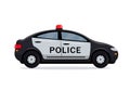 Black Police car side view. Royalty Free Stock Photo