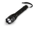 black police handheld flashlight with taser isolated on white